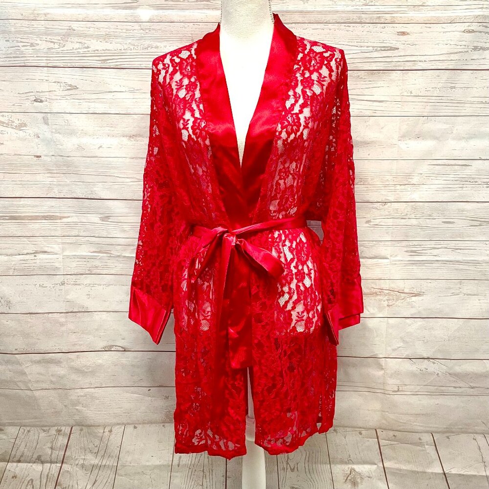 Vintage Victoria's Secret Gold Label Lacey Satin Robe